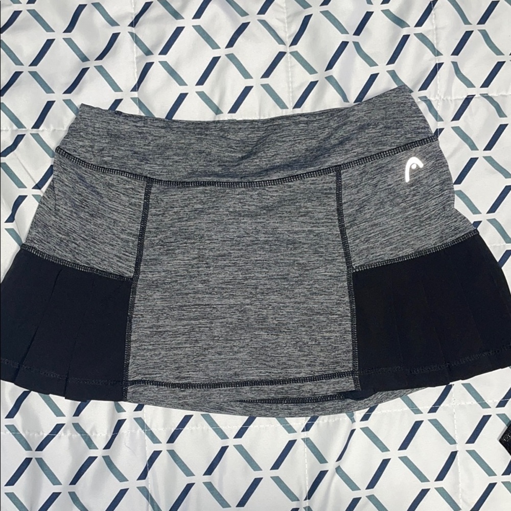 Head Athletic Gray and Black Mini Skater Skirt